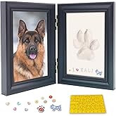 MYPAWLETS Dog or Cat Paw Print Frame Kit with Trinkets,Large Pawprint Area,Pet Paw Print Impression kit with Soft Clay,Wooden Dog Picture Frame,Personalized Gift Keepsake for Pet Lovers-Large Black