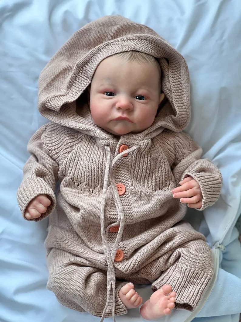 BNNPUU Reborn Baby Doll Reborn Babies Lifelike Doll Looks Like A Real Baby Closed Eyes Smiling Girl 20 Inch Handmade Washable Dolls Soft Vinyl Body (Brown) โ image 1