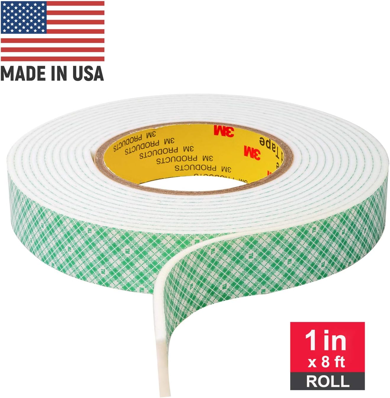 Double Sided Tape for Scrapbooking, Card Making, Craft Projects, White Foam Tape, 1 in x 96 in by Volarium