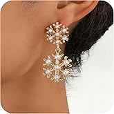 Christmas Snowflake Earrings Snowflake Faux Pearl Dangle Drop Earring Winter Earrings Christmas Holiday Jewelry for Women