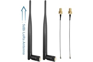 TENMORY 915MHz LoRa Antenna Omni 5dbi Gain SMA Male for ESP32 LoRa OLED Board + 15cm IPEX Extension Cable 2 Pcs