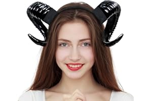 Orgoue Devil Horns Headband, Black Horns Headband Demon Horns Ram Horns Headband for Women Men for Halloween Costume Cosplay