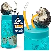 SIP WITH ME Kids Water Bottle, Toddler Cups, Tumbler with Lid and Straw, Travel Sippy Cup for Water or Milk, Kids Cups with Lids for Toddlers 3 and Up, BPA Free Plastic, 12 oz (Trend Zoo Hedgehog)