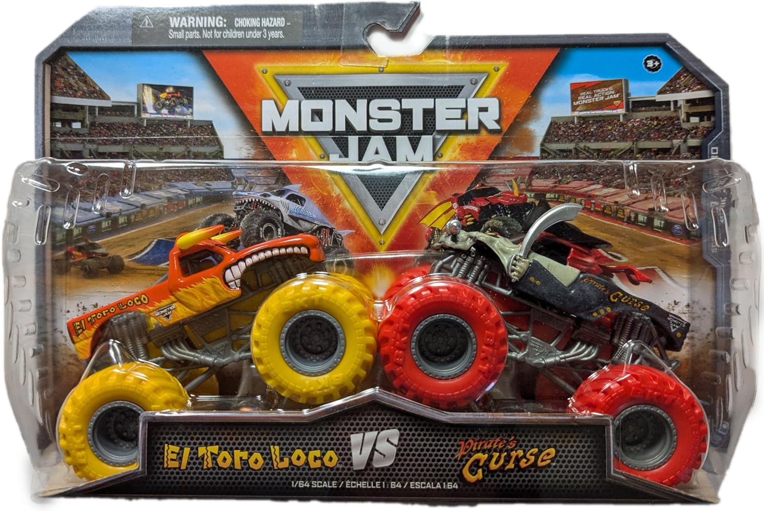 Monster Jam 2024 Series 30 1:64 Monster Truck Diecast 2 Units, El Toro Loco vs Captain's Curse