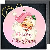 Vintage Santa Ornaments for Christmas Tree - Pink & Merry Decorative Hanging Ornaments