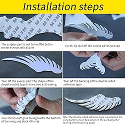 1 Pair Angel Wings Car Emblem Sticker, 3D Metal