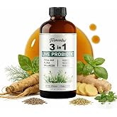 3-in-1 Live Liquid Probiotic &amp; Prebiotic with Postbiotic | Refrigerated Live Cultures for Women &amp; Men | 10 Strains &amp; 18 Herbs for Complete Gut Health &amp; Microbiome Support (16 fl oz) (1)