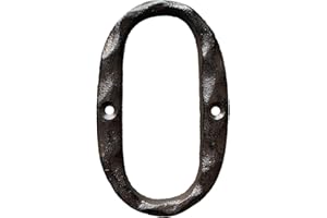 Jerrybaby 5 Inch House Letters, Rustic Cast Iron Metal Home Address Number & Letters/Unique Hammered Look, Letter O