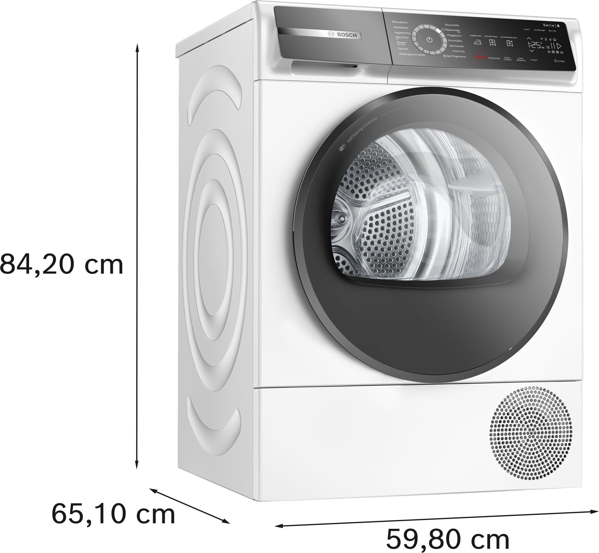 Bosch WQB245B40, Stiftung Warentest GUT (2,5)*, Serie 8 Smarter Wärmepumpentrockner 9 kg, AutoDry Sensorgesteuerte Trocknung, SmartDry Programmautomatik, LED-Display, Selbstreinigender Kondensator 6