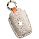 Hontumax Premium Leather Key Fob Cover Case for BMW X3 X4 X5 X6 X1 2 3 5 7 Series 230i 330i 530i 740i M2 M3 M4 M5 2011-2018 (White)