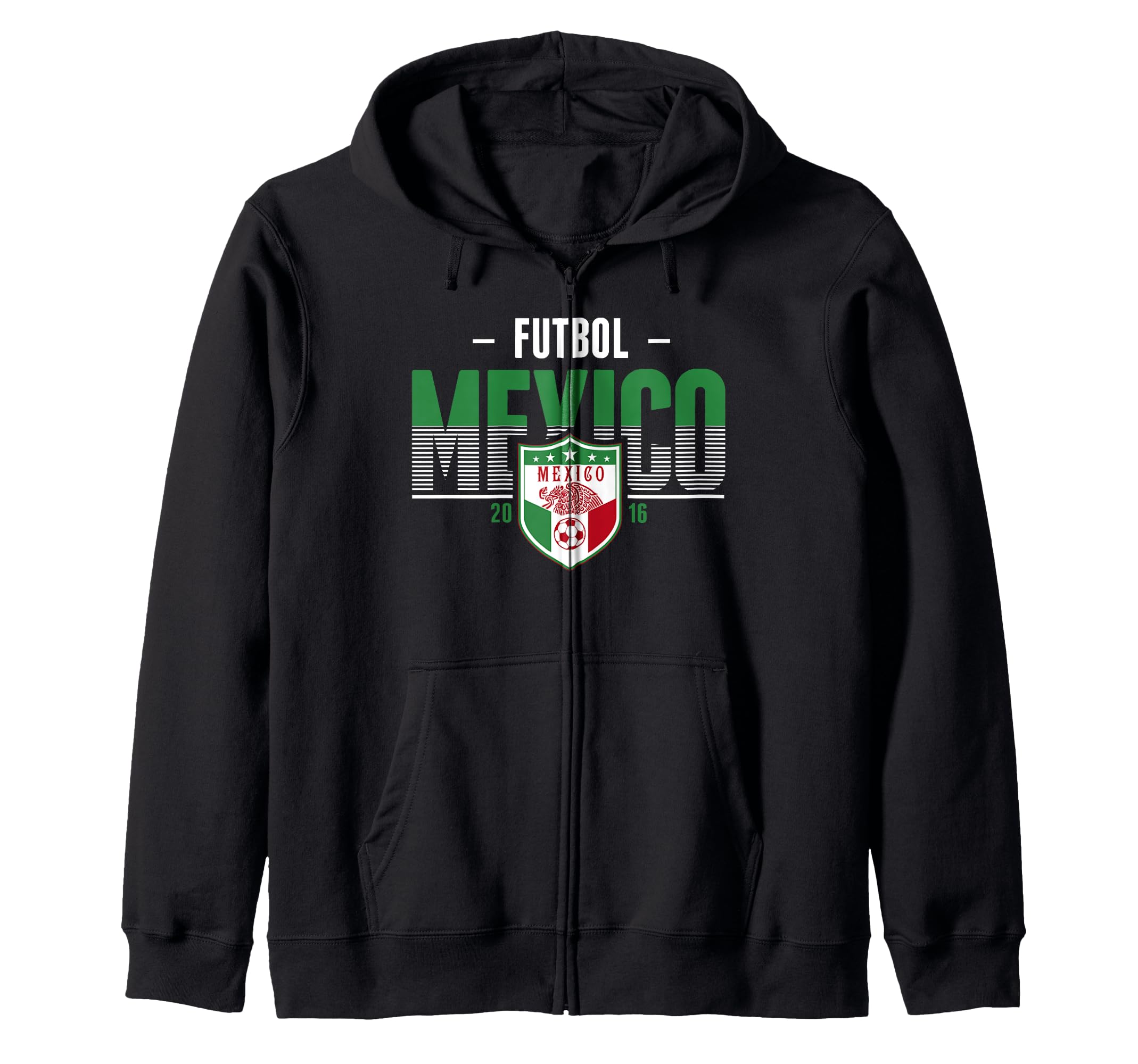 Mexico Striped Text 2016 Football Zip Hoodie