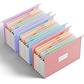 ANSOOK Wheat Straw Expandable Hanging File Folders Legal Size,7 Pockets 1.2" Accordion File Organizer,3 Pack Filing Cabinet Folders with Hooks,Large Capacity File Folder with Tabs,Hang File for Frame