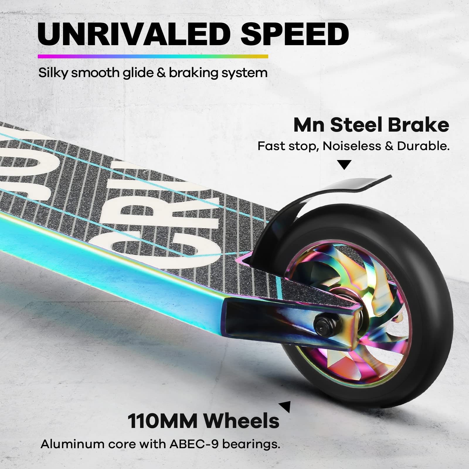 V4 Pro Scooter, Trick Scooters - Stunt Scooter for 8 Year Up Kids, Teens and Adults - Complete Beginner and Intermediate Freestyle BMX Scooter (Neo)