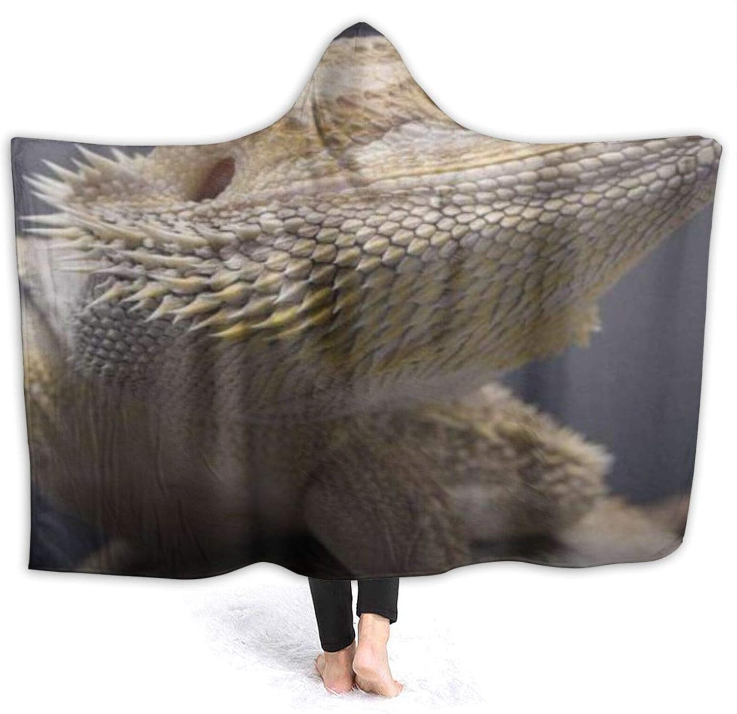 YOUMEISU Super Soft Hooded Blanket Throw,Cute Funny Bearded Dragon