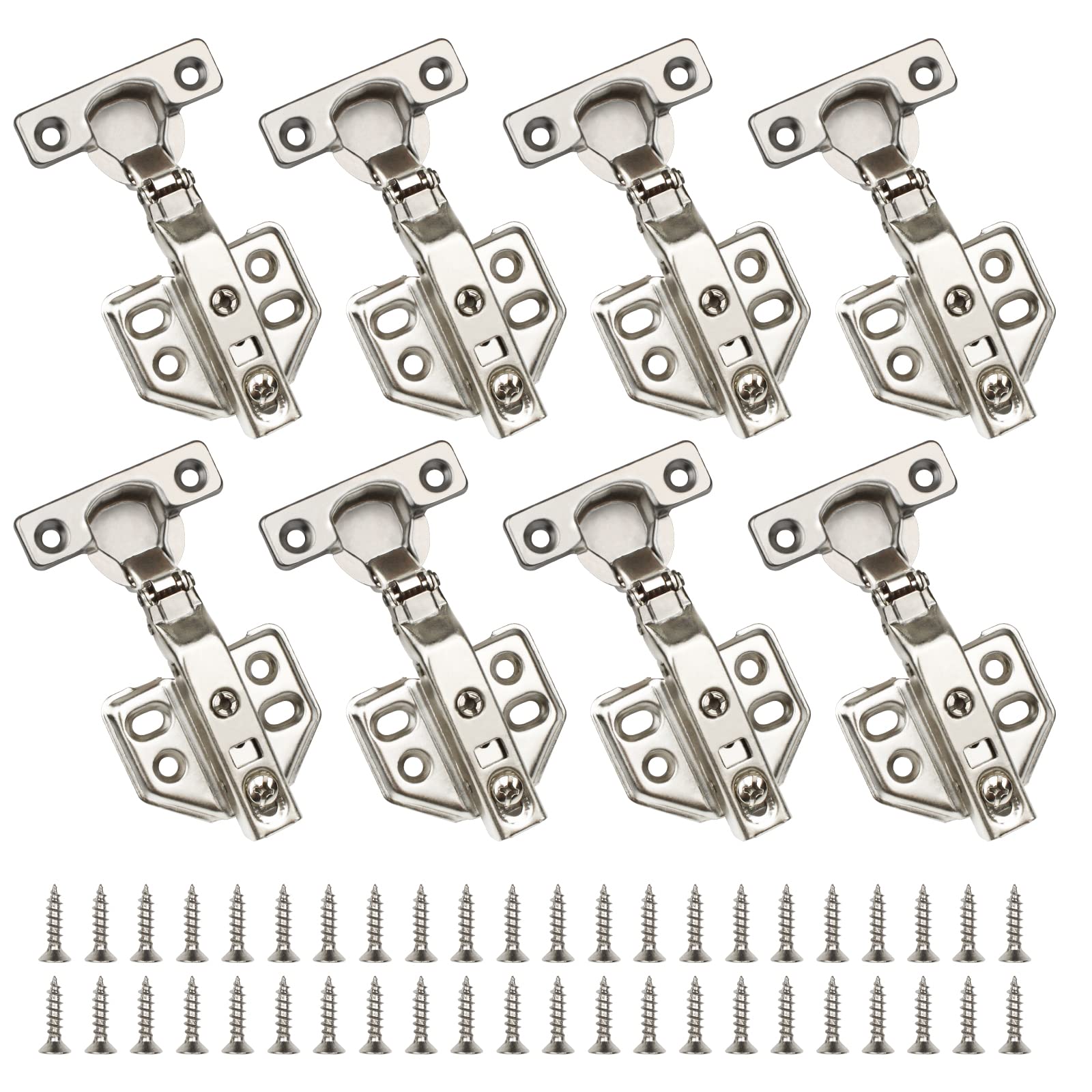 CVIUYO 8 PCS 26mm Soft Close Cabinet Hinge, Concealed Kitchen Cupboard Hinges, 90-110 Degree Full Overlay Kitchen Door Hinge, Cupboard Door Hinges with Screws