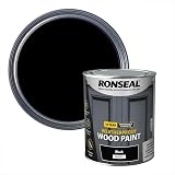 Ronseal 10 Year Weatherproof 2 in 1 Wood Paint Black Gloss 750ml view 1