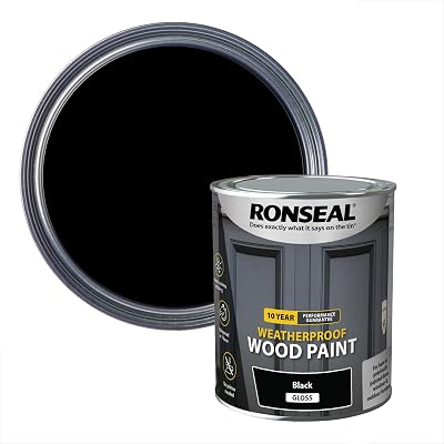 Ronseal 10 Year Weatherproof 2 in 1 Wood Paint Black Gloss 750ml