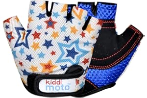 Kiddimoto Anti Slip Kids Bike Gloves for Kids Boys & Girls Best Toddler Bike Gloves Ages 2-8 Fingerless Cycling Gloves for Youth Sports Like MTB, BMX Dirt Biking, Mountain Bike Riding, Skates