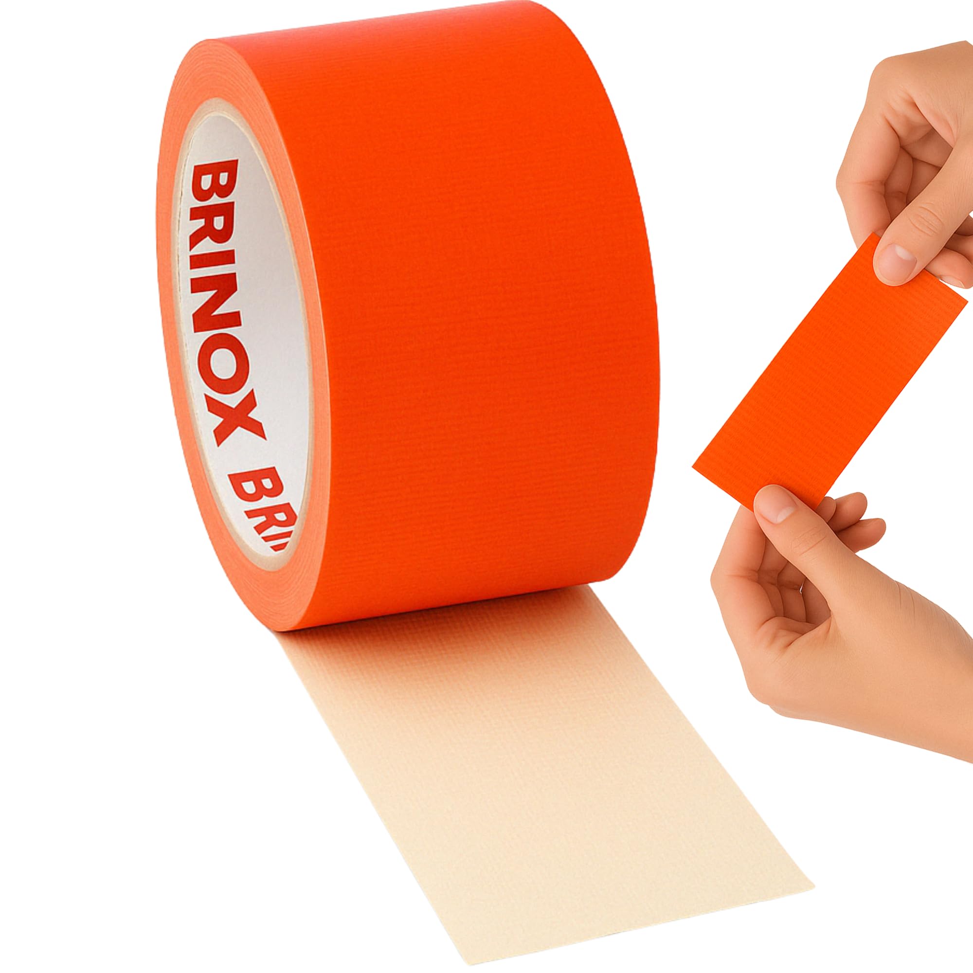 Brinox Extra Strong Adhesive Gaffer Tape, Reinforced Gaffer Tape 50 mm x 10 m for Repair, Splicing, Sealing and Packaging Fluorescent Orange