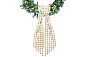 Ftuuo Beige Buffalo Plaid Wreath Sash for Front Door Seersucker Wreaths Satin Sash Burlap Garland Ribbon Accessories for Wreath Yard Doorway Indoor Outdoor Bow Bridal Shower Home Decor,5.1 x 54.3