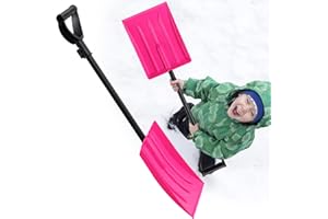 Kids Snow Shovel for Child Age 3+ Year Old, Plastic Snow Shovel 32" Right Kid Size, Comfort Strong D Handle Grip, Lightweight