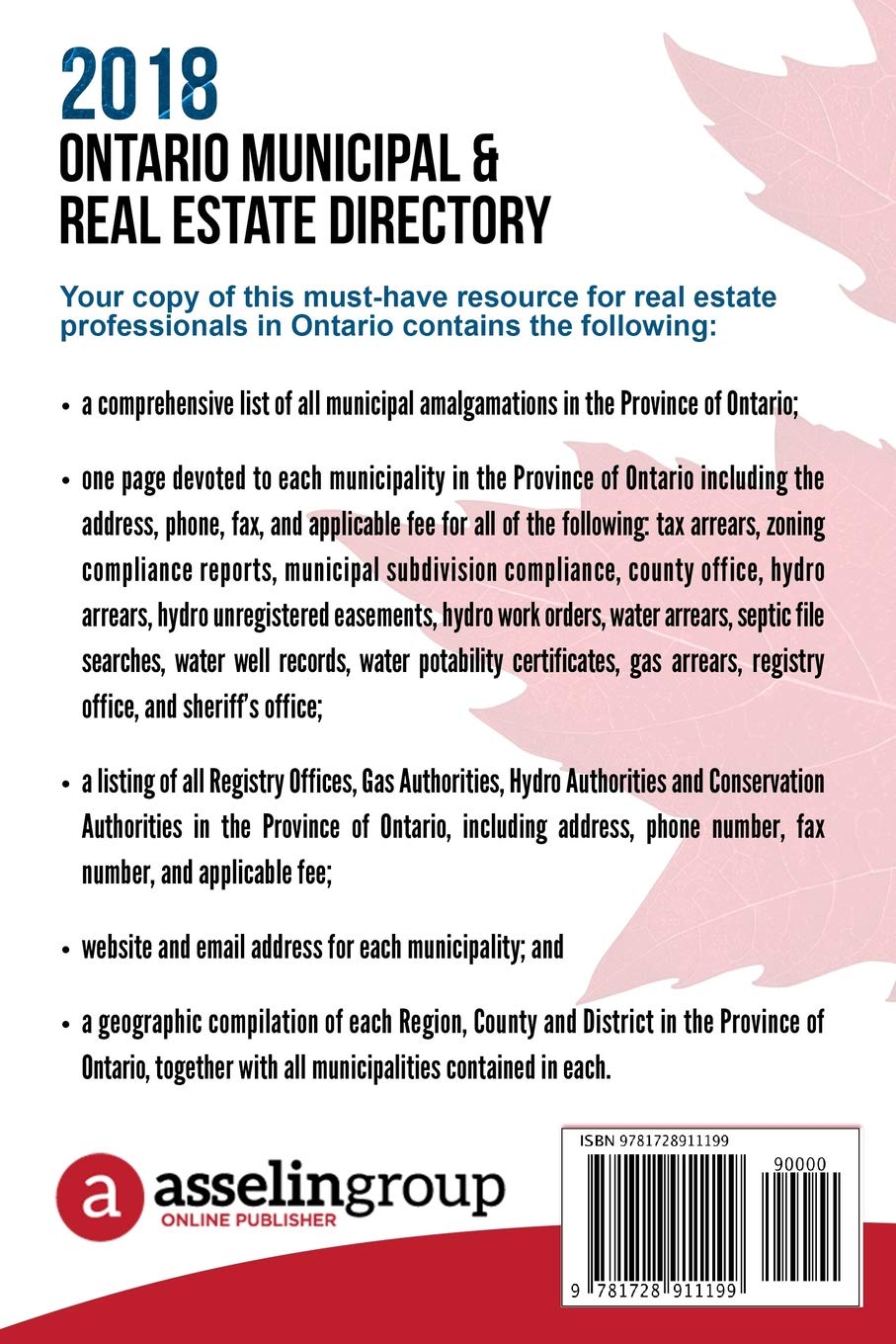 2018 Ontario Municipal Real Estate Directory Asselin Barb 9781728911199 Books Amazon Ca