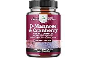 NATURES CRAFT D Mannose with Cranberry Supplement - Potent D Mannose 1000mg Capsules for Kidney Defense Support & Cleanse and Urinary Tract Health for Women & Men - Bladder Health Supplement for Adults - 120 Count
