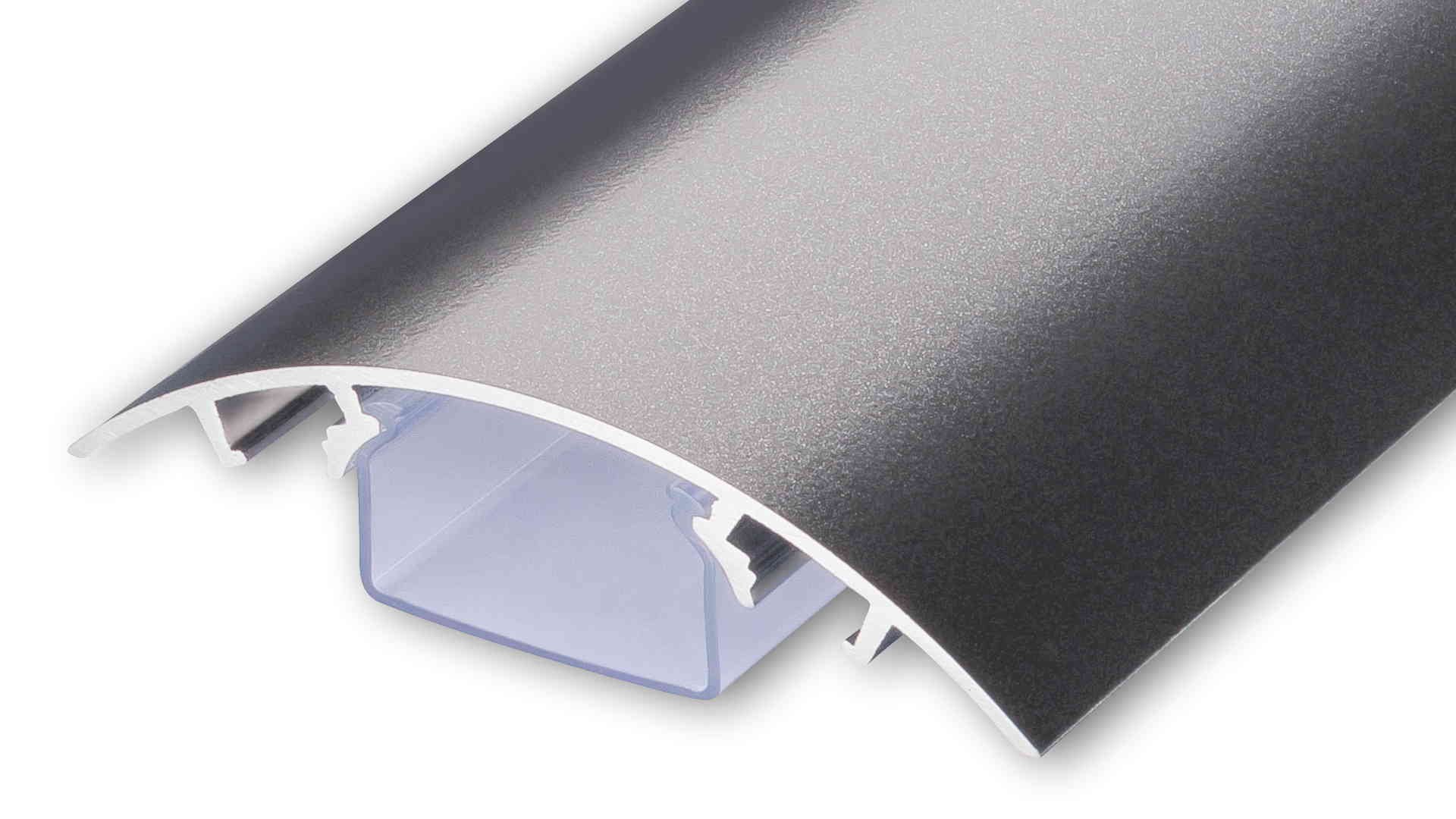 Aluminium cable duct in titanium anthracite silk matt in different lengths compartment cover cable management ALUNOVO (length: 120cm)