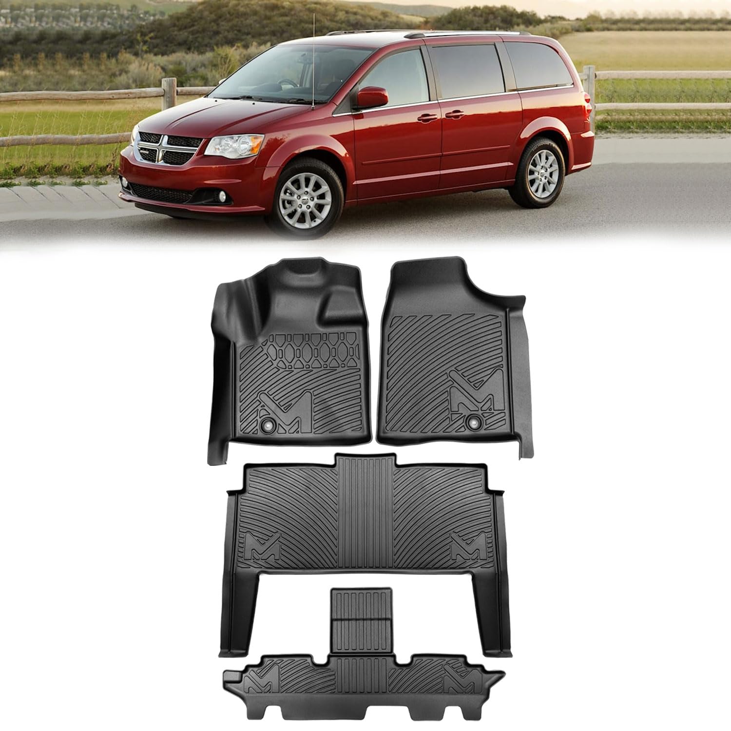 Photo 1 of TPE Automotive Floor Mats Custom for 2011-2021 Dodge Grand Caravan 7 Seats/ 08-16 Town & Country, All Weather Protection Waterproof Floor Liner Front & Rear Row Full Set Car Mats