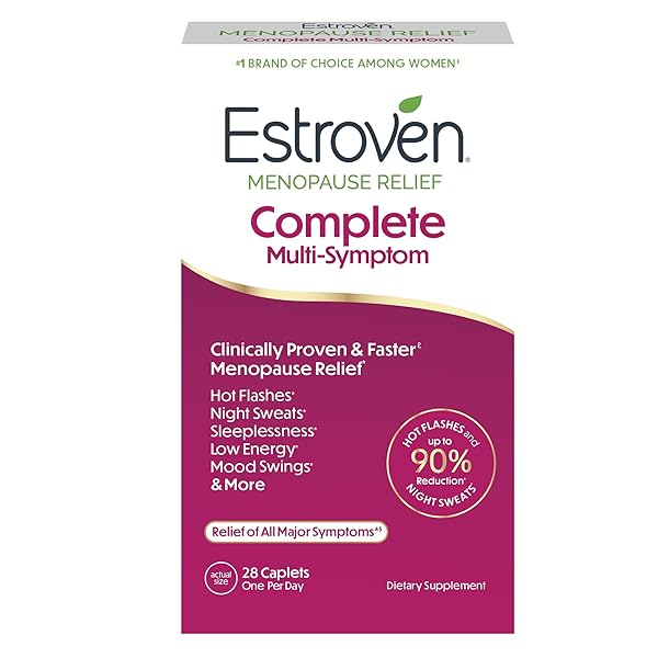 ESTROVEN COMPLETE MULTI-SYMPTOM MENOPAUSE SUPPLEMENT FOR WOMEN, 28 CT., CLINICALLY PROVEN INGREDIENT PROVIDE MENOPAUSE RELIEF & NIGHT SWEATS & HOT FLASH RELIEF* DRUG-FREE & NON-GMO