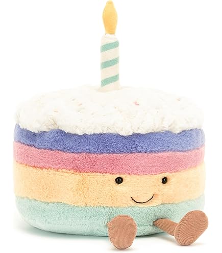 ジェリーキャット 誕生日 ケーキ cake バースデーケーキ　ぬいぐるみおもちゃ Amazon.com: Jellycat Amuseables Birthday Cake Stuffed Toy, 6