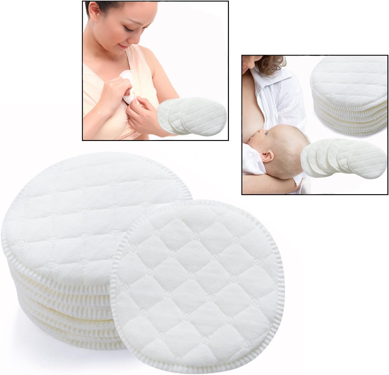 10 Pack Washable Nursing Breast Pads, Thicken 6 layers Reusable Leak