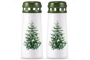 WOOBUD Tree Christmas Salt and Pepper Shakers - Christmas Kitchen Decor, Farmhouse Cute Salt Pepper Shaker Set Green Pine Decorations, Large Seasoning Shakers - 2023 Holiday Xmas Stocking Stuffers Gifts