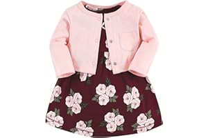 Hudson Baby Baby Girls' Cotton Dress and Cardigan Set