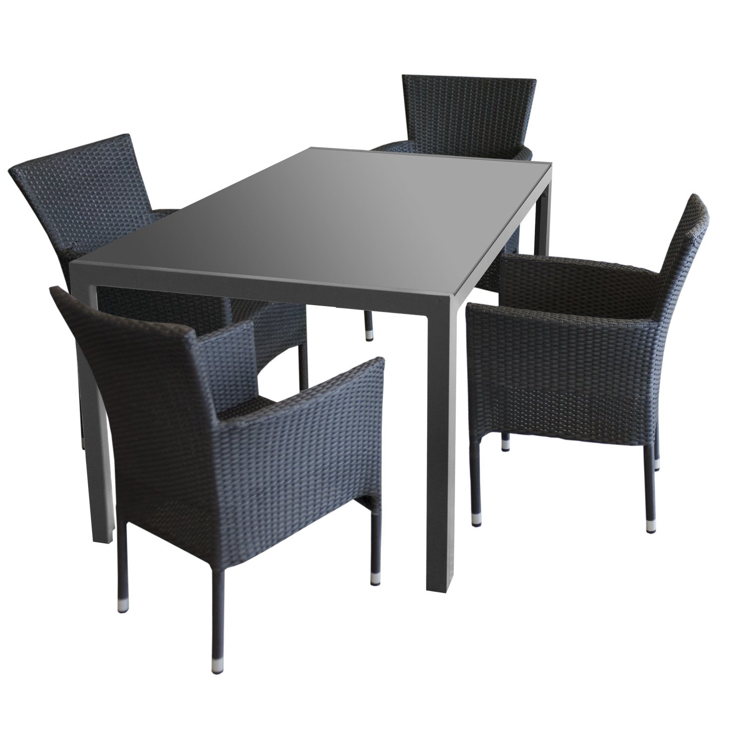 5tlg. Gartengarnitur Gartentisch Aluminium/Glas 160x90cm ...