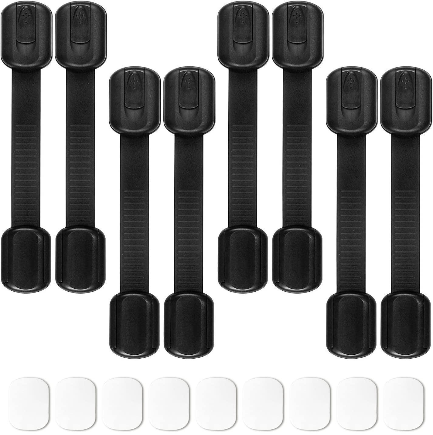 SACONELL Child Locks for Kitchen Cupboards, 8 Pack Black Cupboard Locks for Children + 9 Extra Stickers, Baby Proofing Adjustable Child Safety Cupboard Locks for Cupboard/Drawers/Closet/Toilet/Fridge