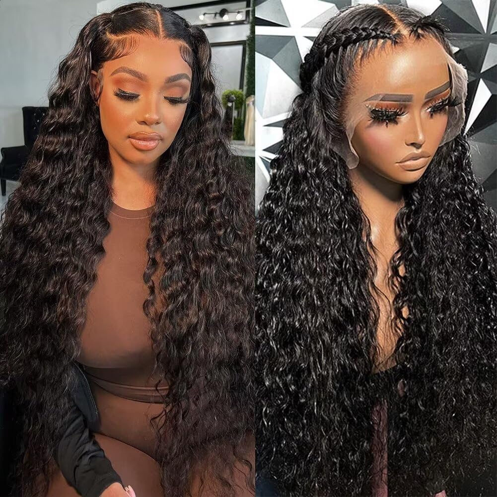 12A 180% Density 13X6 HD Lace Front Wig Water Wave Human Hair Wigs 13x6 Deep Wave Lace Front Wigs Wet and Wavy Wigs Pre plucked Deep Wave Lace Front Wigs Human Hair 22inch โ image 1