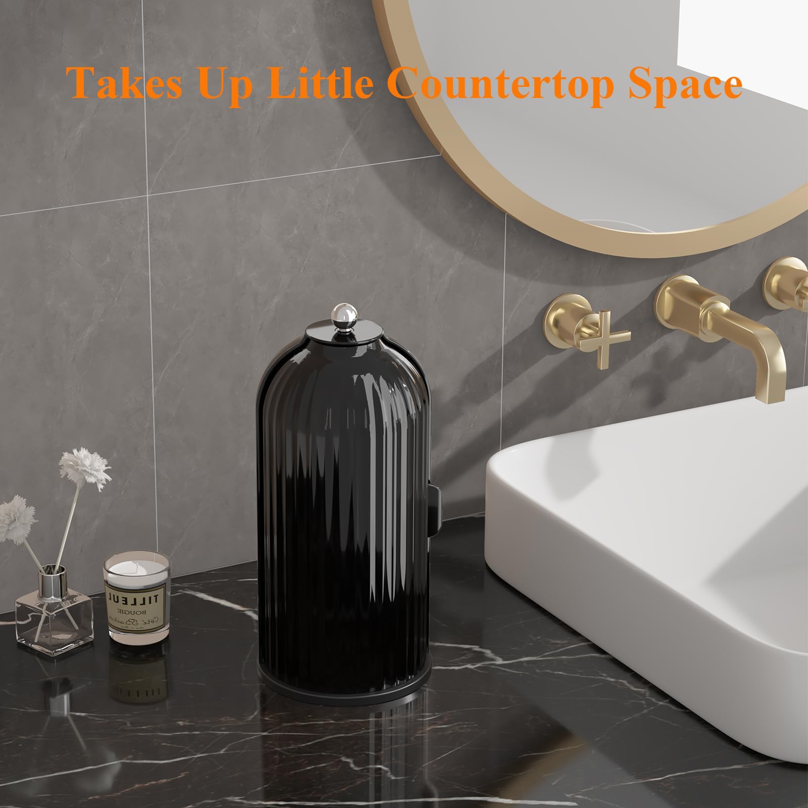 Zufudo Dustproof Toothbrush Holders with Cover, Rotating Electric Toothbrush and Toothpaste Holder for Bathroom Countertop, 3 Slots Makeup Brushes Organizer, Solid Black