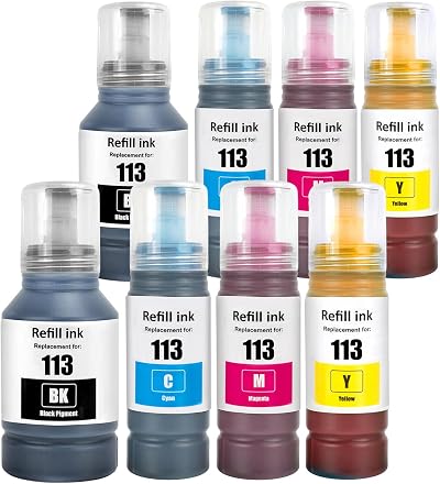 SHUOLEI 113 Ink Bottle Multipack Compatible with Epson EcoTank ET-5800 Series