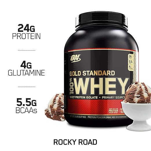 OPTIMUM NUTRITION GOLD STANDARD 100% Whey Protein Powder, Rocky Road, 5 Pound