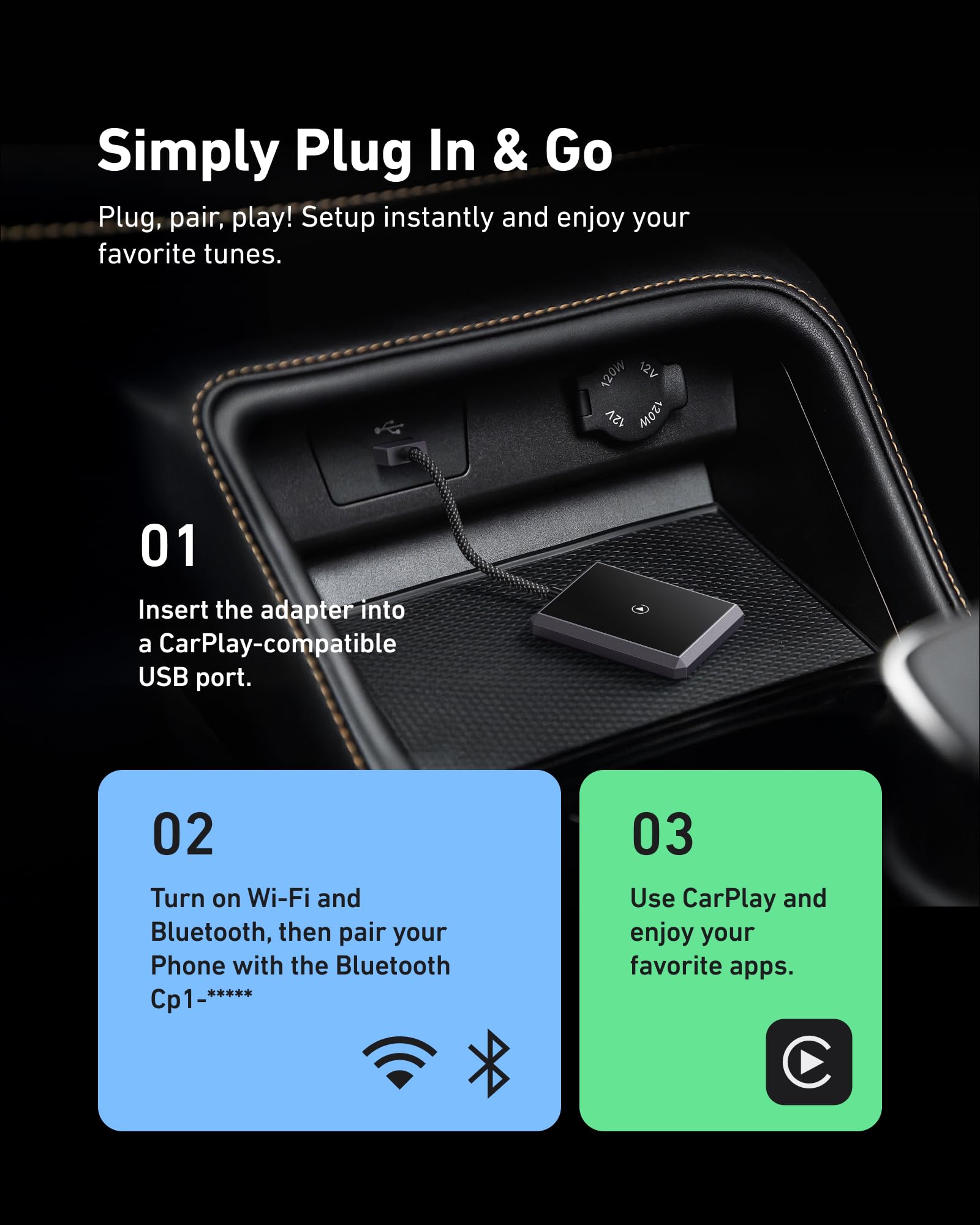 Moosieslife 2 in 1 Wireless CarPlay Adapter for iPhone & Android, 2025 Upgraded Bluetooth Android Auto Wireless Adapter, Plug-and-Play Car Play Adatper for Apple iPhone iOS 10+ & Android 10+