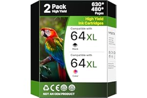 64XL Ink Cartridge Replacement for HP 64XL Ink Cartridges Combo Pack 64 XL Black and Colour Ink for HP Envy Photo 7855 7858 7