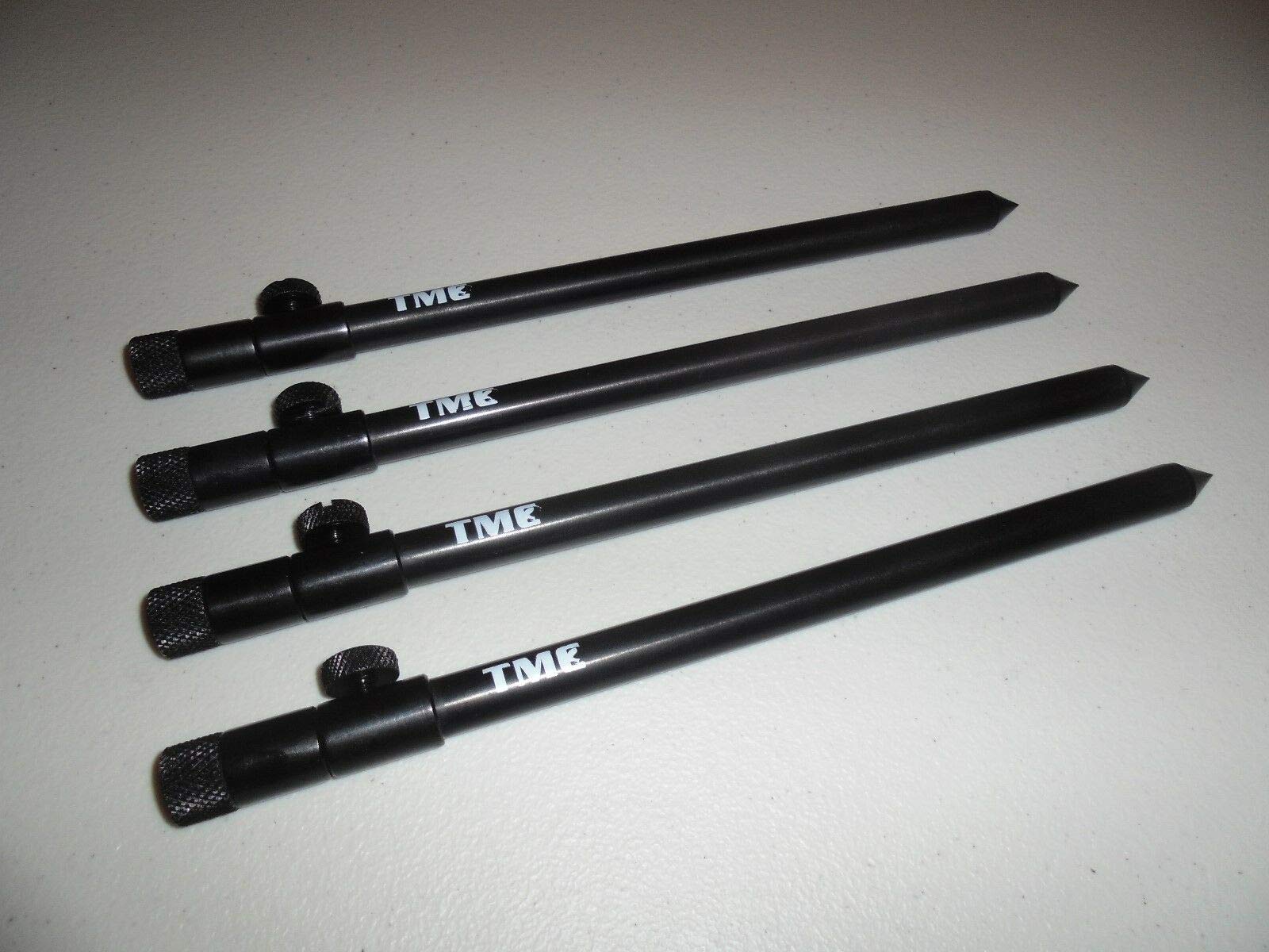 TMC 4 x Aluminium Bank Sticks 25-45 cm's. Rod Rests, Buzz Bar, Alarms. 16mm