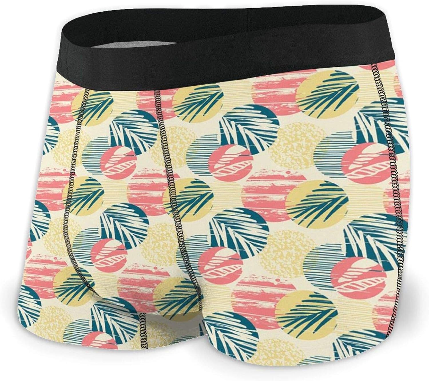 Palm Tree Men's Underwear Boxer Briefs, Exotic Leaves with Grunge