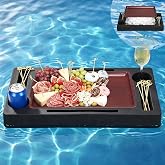 Remerry 1 Set Floating Tray Table Pool Bar Charcuterie Board | 22.4 x 12.3 Inch Floating Pool Table with 11.8" Charcuterie Serving Tray for Ice Cooled Food Cheese Drink, Hot Tub
