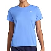 Reebok Womens Small Logo Short Sleeve Crewneck T-Shirt, Lightweight, Moisture Wicking