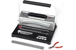 TIANSE Spiral Coil Binding Machine, Manual Book Maker Punch Binder with Electric Coil Inserter, Comes with 100pcs 5/16" Plastic Coil Binding Spines & Plier for Letter Size, A4, A5 or Smaller Sizes