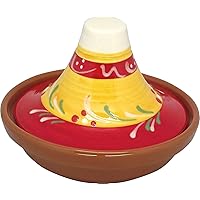 Reston Lloyd Hand Painted Nautral Terra Cotta Mini Tagine, Sauce/Side Dish, Almeria Pattern, Set of 2