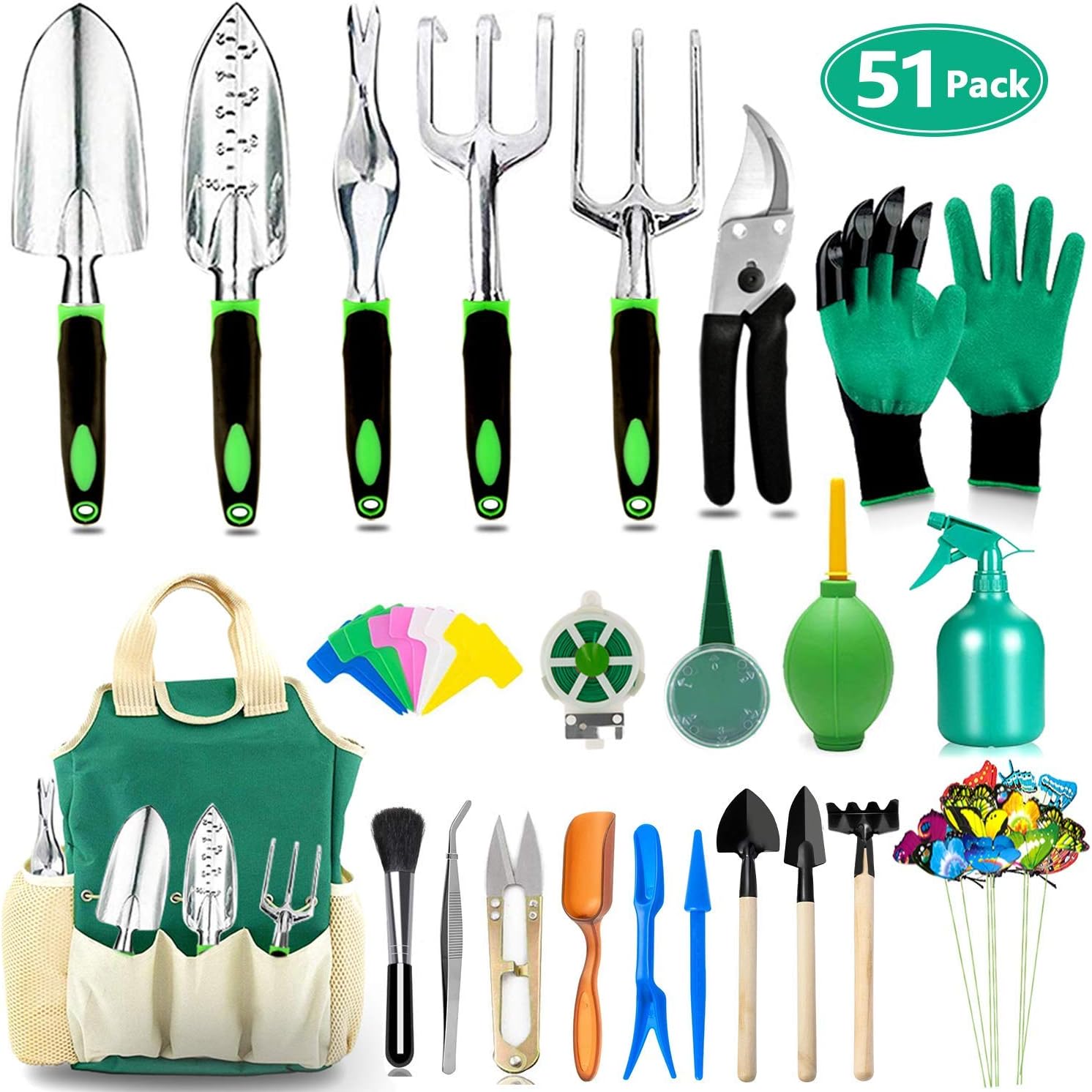AOKIWO 51 PCS Garden Tools Set Succulent Tools Set Heavy Duty Aluminum Manual Garden kit Outdoor Gardening Gifts Tools for Men Women : Garden & Outdoor