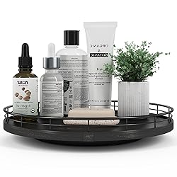 12" Oak Bathroom Vanity Tray Turntable for Perfume